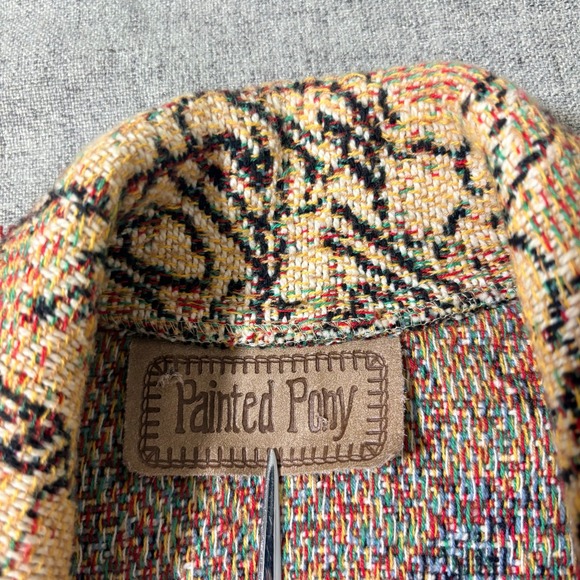 Vintage Painted Pony Tapestry Floral Script Blazer Jacket Women Size 3 XL* USA - Picture 8 of 9